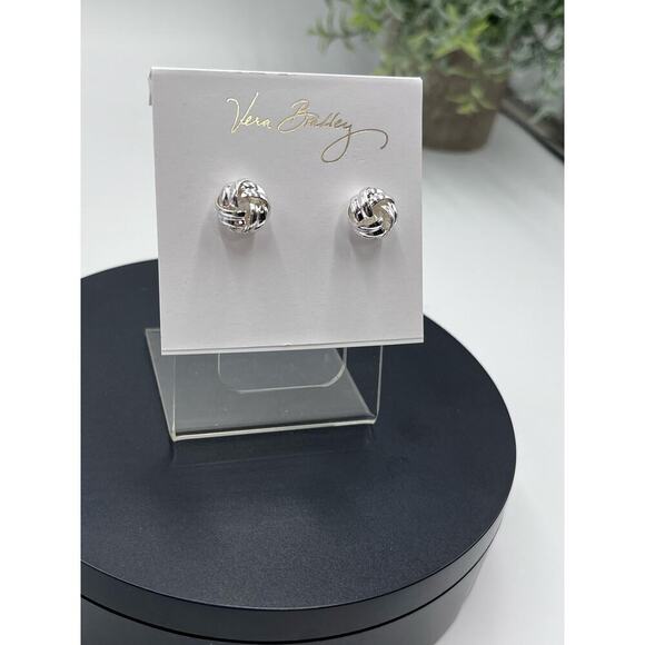 Vera Bradley Silver Tone Love Knot Studs New with Tags - Picture 2 of 8